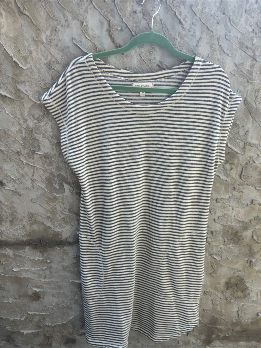 Nautical Striped Short Sleeve T-Shirt Dress - Navy/White Sz M Worn 1x